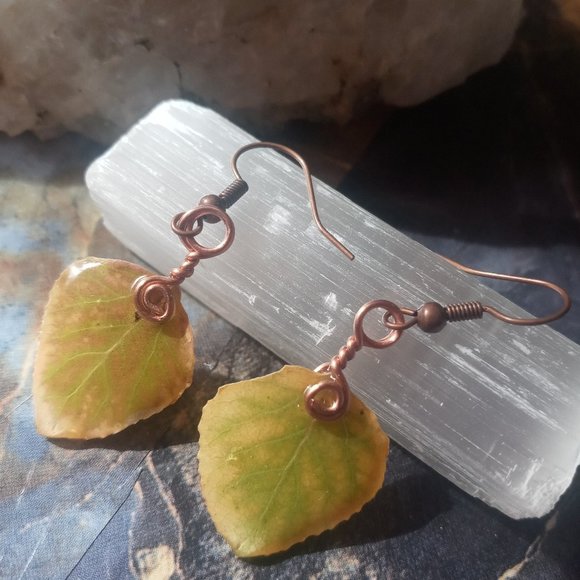 Colorado All Natural Small Aspen Leaf Copper Earrings - Picture 3 of 7